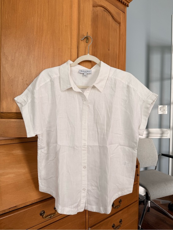 Michael Stars Tops - Michael Stars Charlie White 100% Linen Short-Sleeve Button Down Shirt M